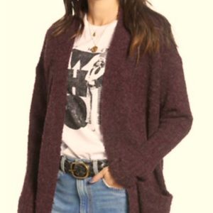Treasure & Bond. Purple wool blend open front long cardigan sweater.